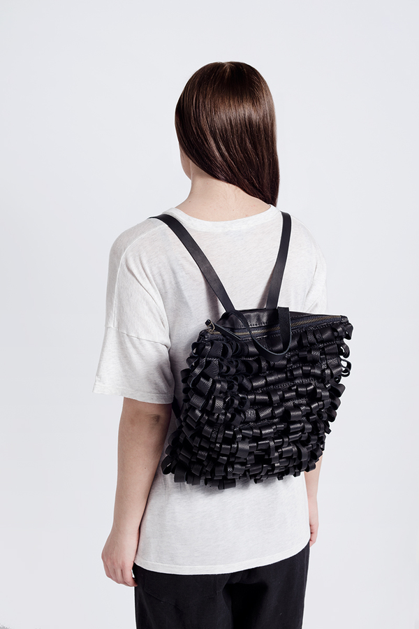 Primecut BLACK LEATHER LOOP BACKPACK Primecut BLACK LEATHER LOOP BACKPACK