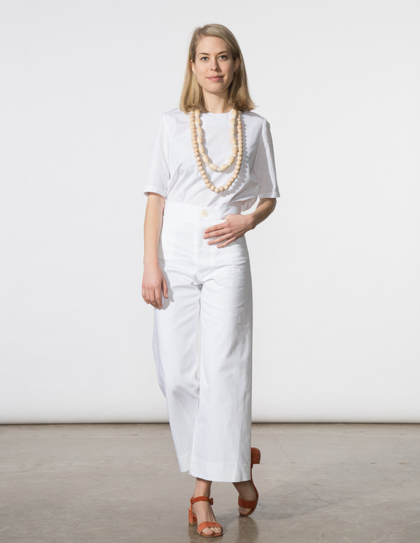 SBJ Austin Cat Top in White Italian Poplin SBJ Austin Cat Top in White Italian Poplin