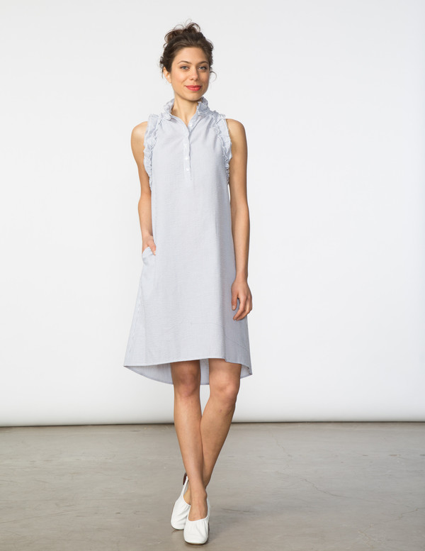SBJ Austin Tracey Dress in Grey Seersucker SBJ Austin Tracey Dress in Grey Seersucker