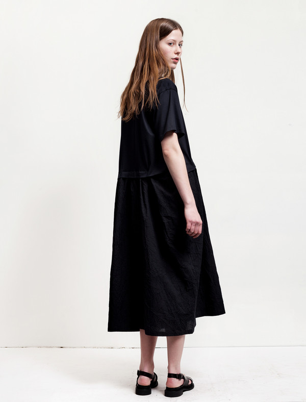 Ys by Yohji Yamamoto Tuck Detail Dress Navy Ys by Yohji Yamamoto Tuck Detail Dress Navy