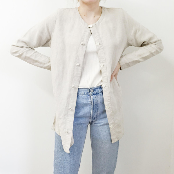 Long Beige Linen Jacket Long Beige Linen Jacket