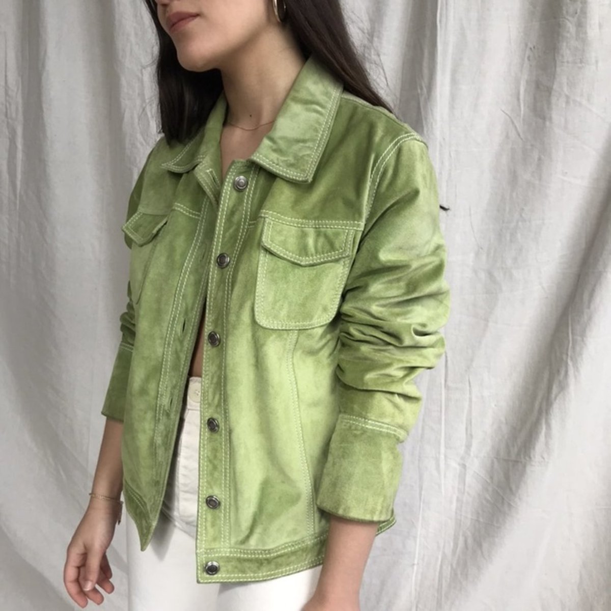 lime green suede jacket