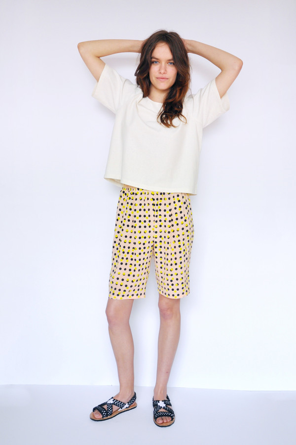Dusen Dusen Peach Double Dot Elastic Waist Shorts Dusen Dusen Peach Double Dot Elastic Waist Shorts
