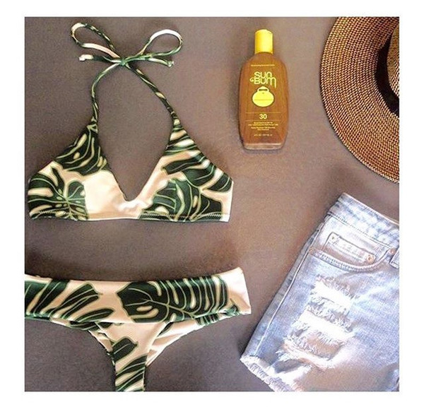 Greenlee Swim Bra Top & City Brief - Green Leaf Print Greenlee Swim Bra Top & City Brief - Green Leaf Print