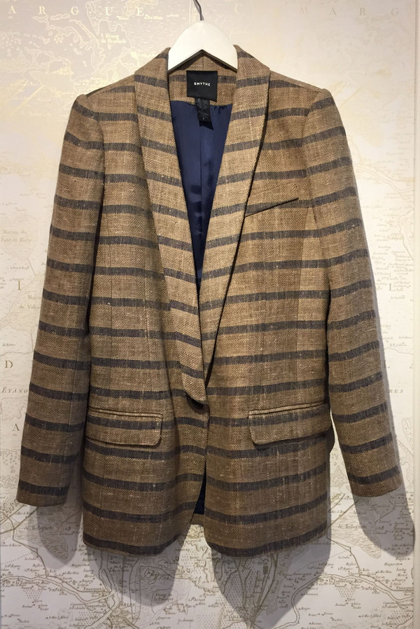 Smythe Long Shawl striped linen blazer Smythe Long Shawl striped linen blazer