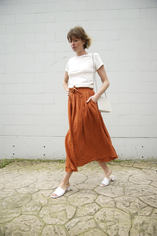 Black Crane Linen Wrap Skirt Black Crane Linen Wrap Skirt