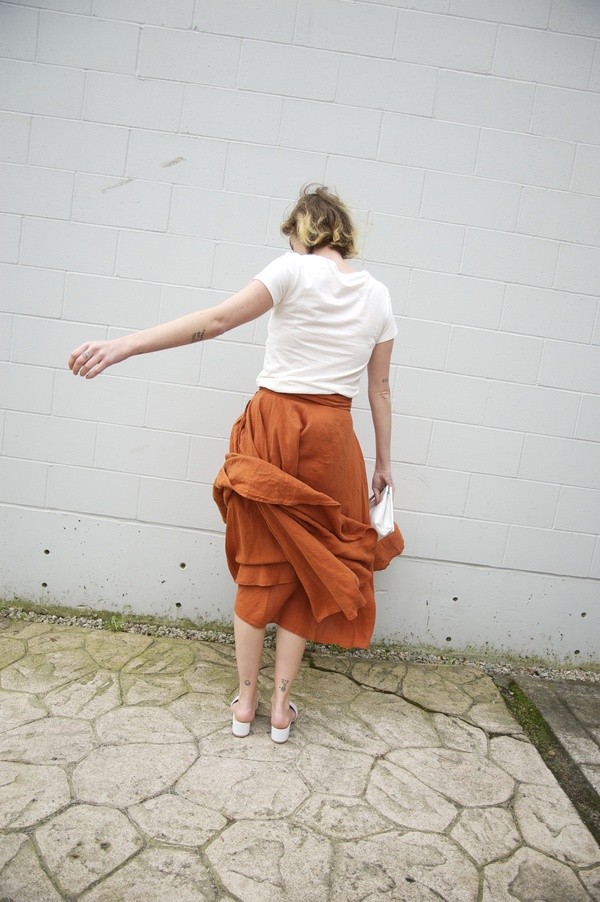 Black Crane Linen Wrap Skirt Black Crane Linen Wrap Skirt