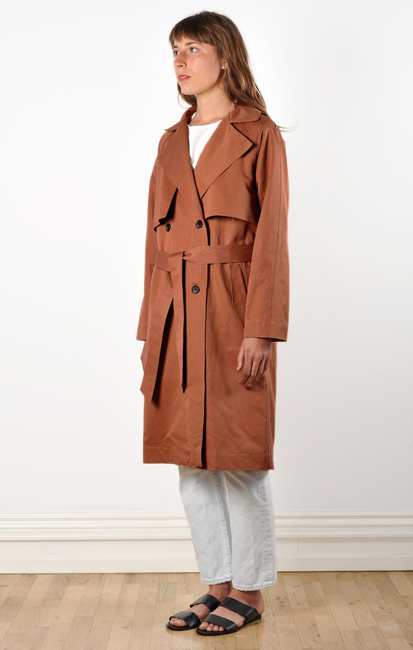 Waltz Trench Coat in Terracotta Linen/Cotton Twill Waltz Trench Coat in Terracotta Linen/Cotton Twill