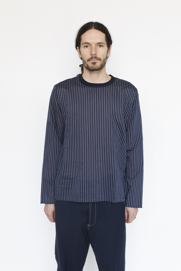 Our Legacy Cotton/Silk Woven Stripe Long-sleeve Shirt Our Legacy Cotton/Silk Woven Stripe Long-sleeve Shirt
