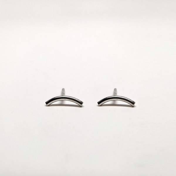 7115 by Szeki Curve Bar Stud Earrings - Sliver 7115 by Szeki Curve Bar Stud Earrings - Sliver