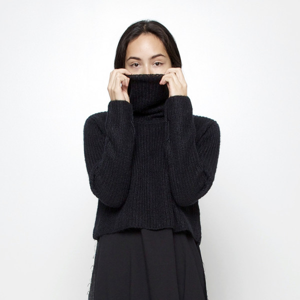 7115 by Szeki Mohair Turtleneck Cropped Sweater FW15 - Black 7115 by Szeki Mohair Turtleneck Cropped Sweater FW15 - Black