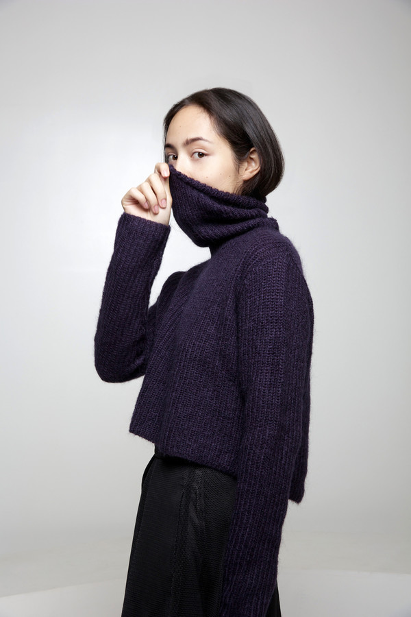 Mohair Turtleneck Cropped Sweater FW15 - Indigo Mohair Turtleneck Cropped Sweater FW15 - Indigo