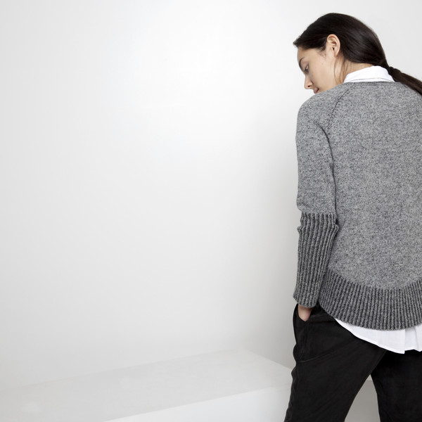 7115 by Szeki Reversible Cropped Sweater FW15 - Grey/Charcoal 7115 by Szeki Reversible Cropped Sweater FW15 - Grey/Charcoal