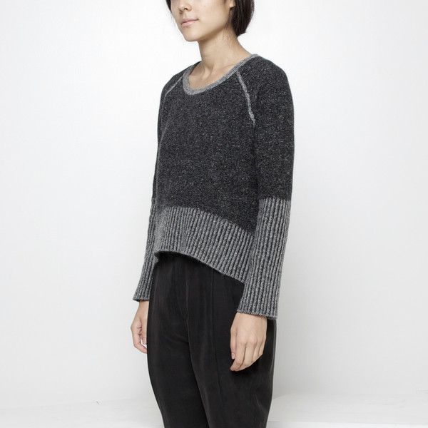 7115 by Szeki Reversible Cropped Sweater FW15 - Grey/Charcoal 7115 by Szeki Reversible Cropped Sweater FW15 - Grey/Charcoal