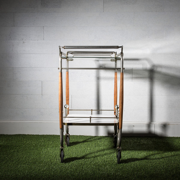 Chrome and Wood Bar Cart Chrome and Wood Bar Cart