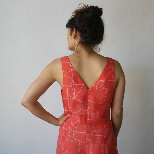 Dusen Dusen V Neck Dress in Blockhead Red Print Dusen Dusen V Neck Dress in Blockhead Red Print
