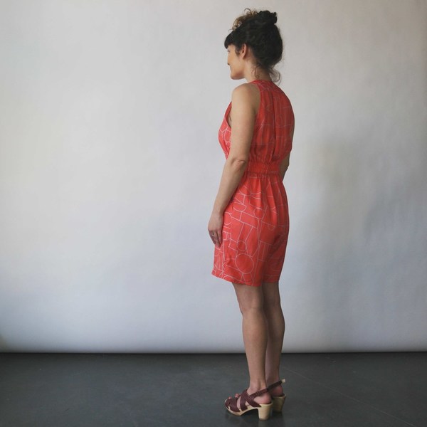 Dusen Dusen Romper in Blockhead Red Print Dusen Dusen Romper in Blockhead Red Print