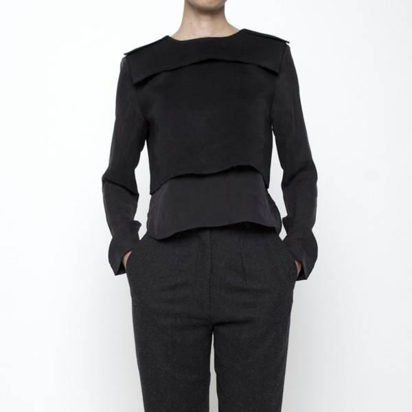 7115 by Szeki Wool Vest Long Sleeve Top FW15 - Black 7115 by Szeki Wool Vest Long Sleeve Top FW15 - Black