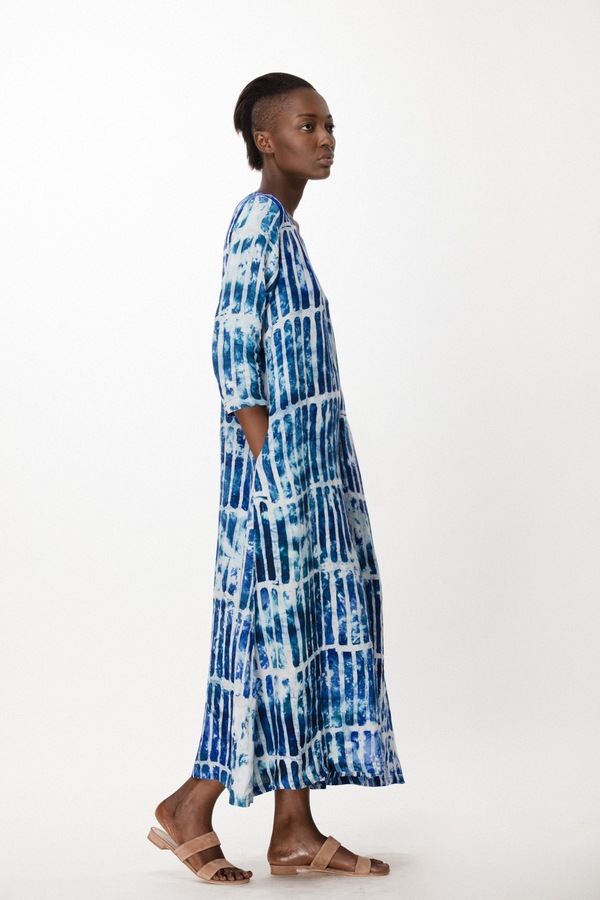 Osei-Duro Nima Long Dress in Marine Chalk Osei-Duro Nima Long Dress in Marine Chalk