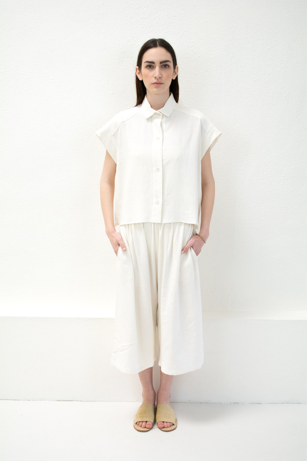 Micaela Greg White Pieced Sleeve Button Up Micaela Greg White Pieced Sleeve Button Up