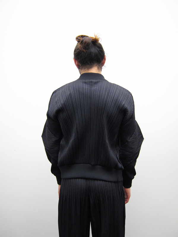Issey Miyake Pleated Bomber Jacket - Black Issey Miyake Pleated Bomber Jacket - Black