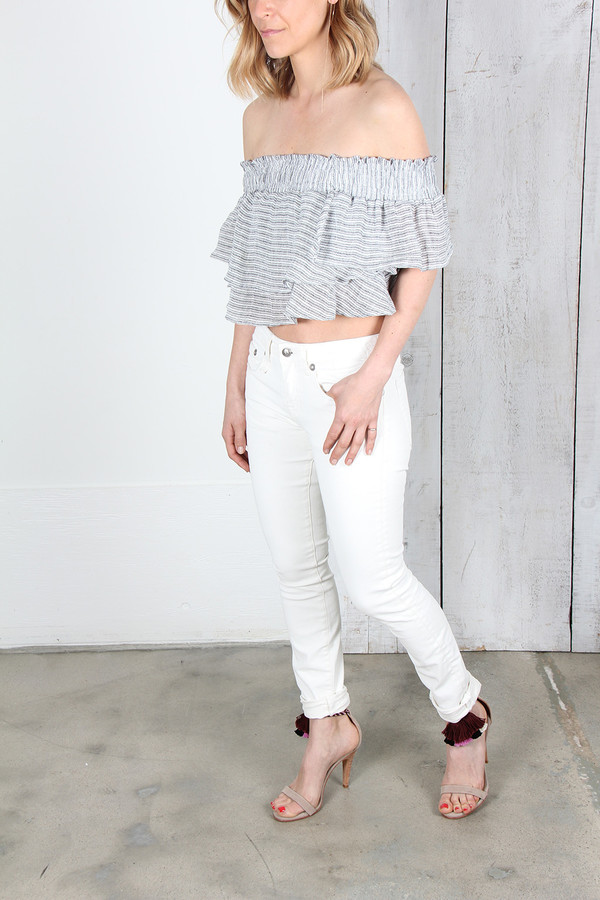 APIECE APART ROSAL MINI SHIRRED TOP - SMALL FRENCH STRIPE APIECE APART ROSAL MINI SHIRRED TOP - SMALL FRENCH STRIPE