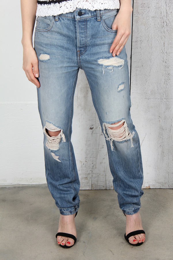 T By Alexander Wang WANG 003 DESTROYED BOY FIT DENIM T By Alexander Wang WANG 003 DESTROYED BOY FIT DENIM