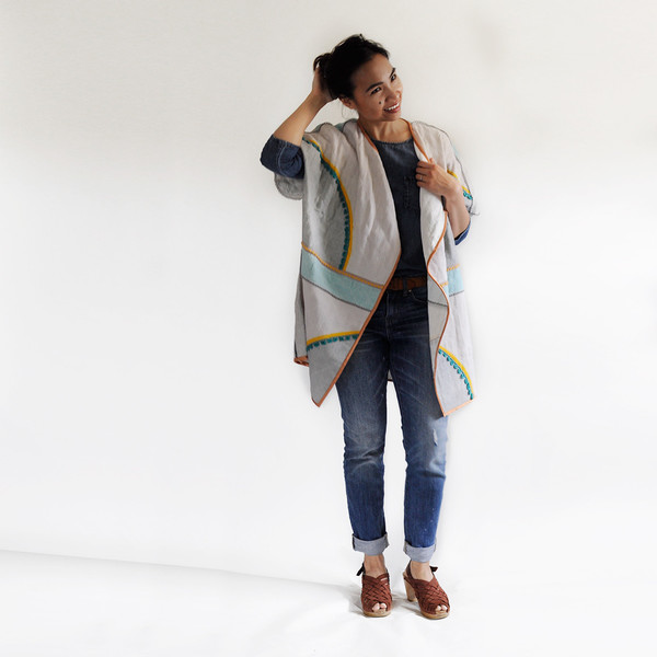 Conditions Apply COLOR BLOCK KIMONO COAT Conditions Apply COLOR BLOCK KIMONO COAT