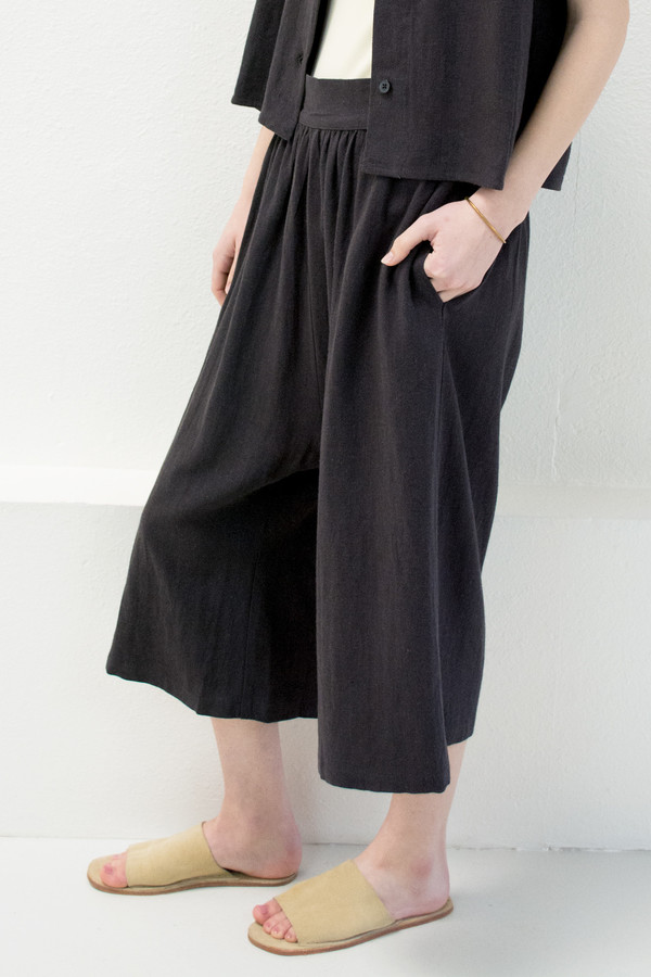 Micaela Greg Black Linen Culotte Micaela Greg Black Linen Culotte
