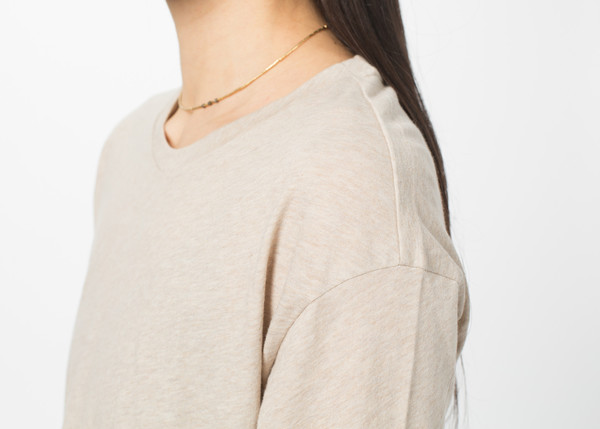 Organic by John Patrick 3/4 Sleeve Crew Neck Tee - Beige Organic by John Patrick 3/4 Sleeve Crew Neck Tee - Beige