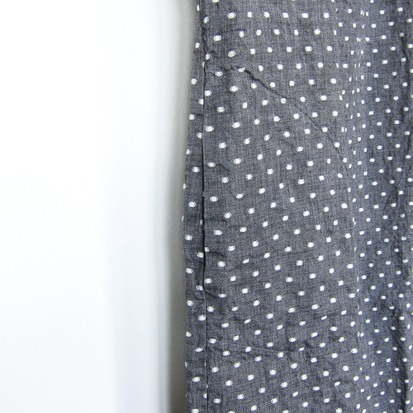 Nuthatch washed linen shirred dress - grey dot Nuthatch washed linen shirred dress - grey dot