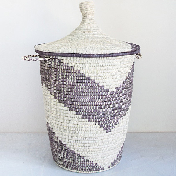 Rose & Fitzgerald Oversized Palm Arrow Basket, grey/natural Rose & Fitzgerald Oversized Palm Arrow Basket, grey/natural