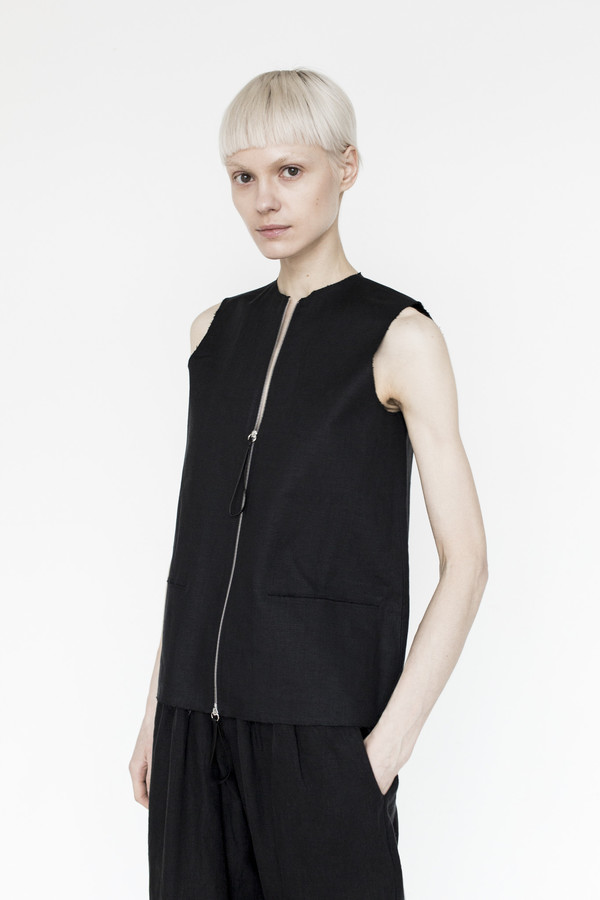 CF. Goldman Linen Bonded Top - Black CF. Goldman Linen Bonded Top - Black