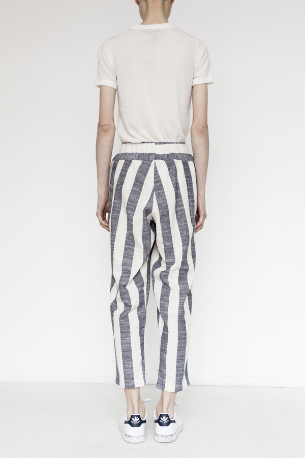 Black Crane Linen Carpenter Pant - Fat Stripe Black Crane Linen Carpenter Pant - Fat Stripe