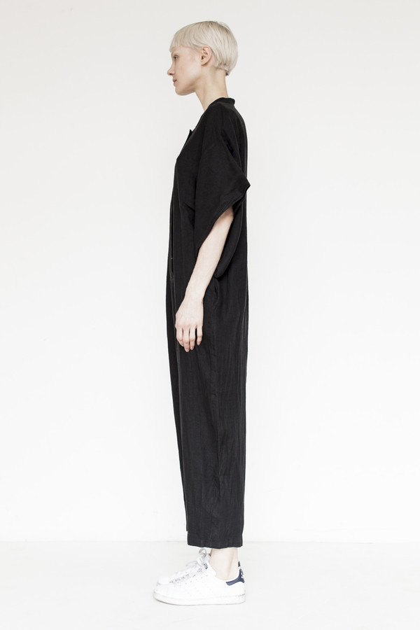 Black Crane Linen Jumpsuit Black Crane Linen Jumpsuit
