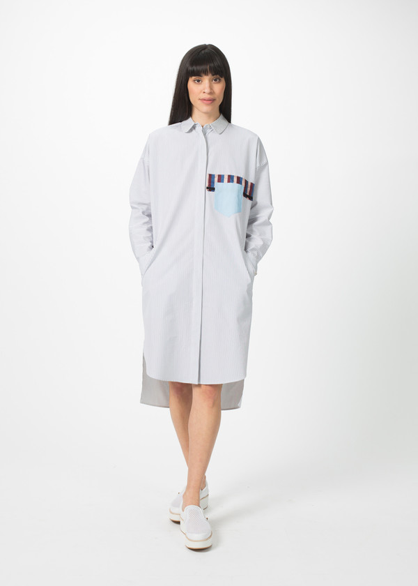 Odeeh Shirtdress with Stripe Trim Odeeh Shirtdress with Stripe Trim