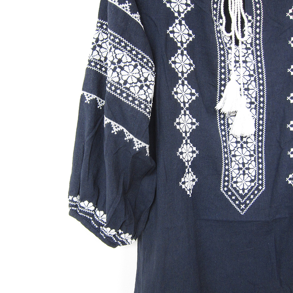 Star Mela Mayra embroidered tunic - navy/ecru Star Mela Mayra embroidered tunic - navy/ecru