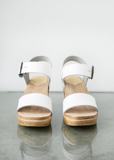 white two strap heel