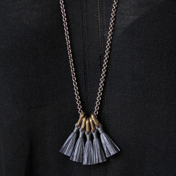 boet charcoal silk tassel necklace boet charcoal silk tassel necklace
