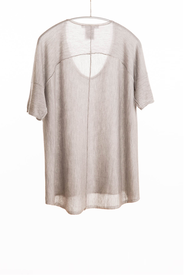 Paychi Guh Cashmere Boxy Tee Light Heather Grey Paychi Guh Cashmere Boxy Tee Light Heather Grey