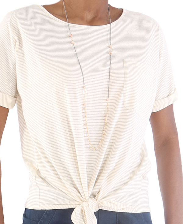 Des Petits Hauts Tahlim Gold Tie Tee - Ecru Des Petits Hauts Tahlim Gold Tie Tee - Ecru