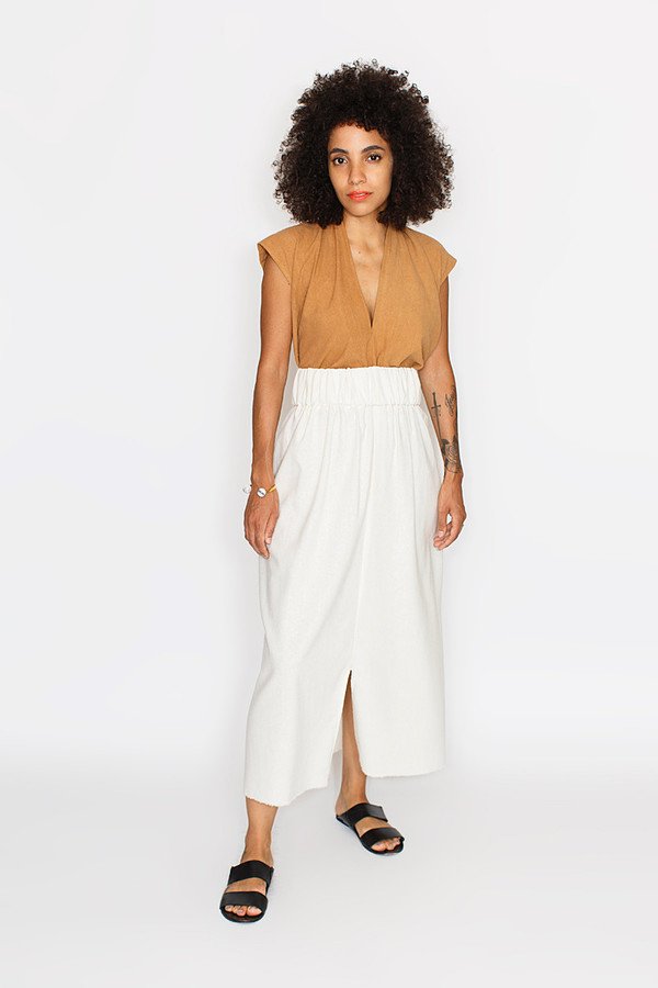 Miranda Bennett Paper Bag Skirt, Silk Noil in Natural Miranda Bennett Paper Bag Skirt, Silk Noil in Natural