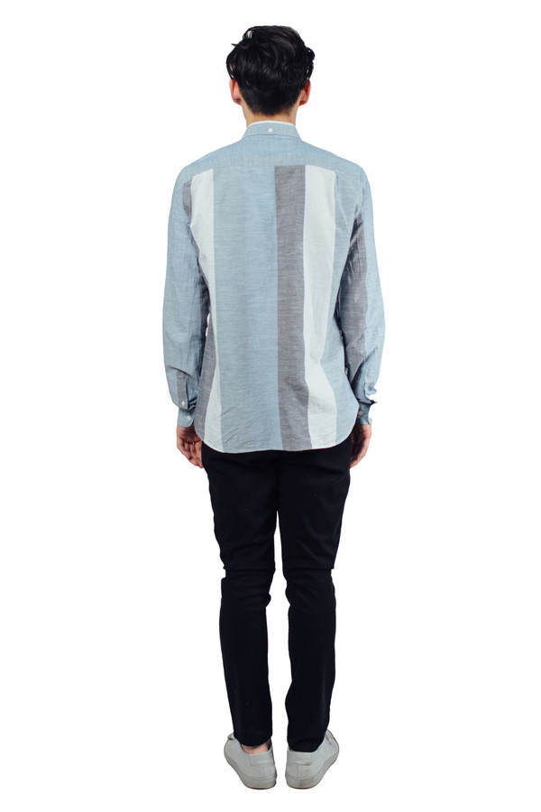 Men's YMC Jan and Dean Wide Stripe Shirt Blue Men's YMC Jan and Dean Wide Stripe Shirt Blue