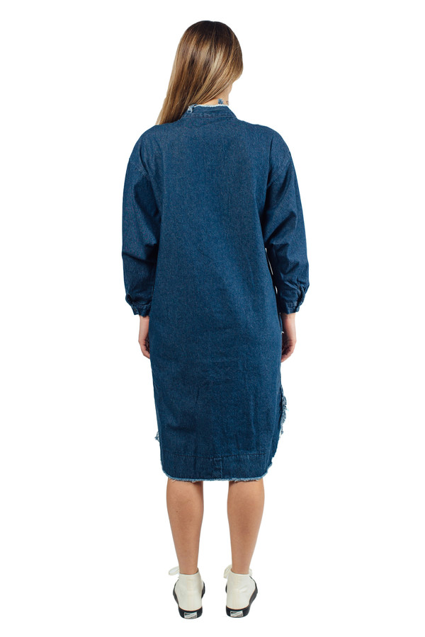WU+SEN Solit Denim Raw Hem Shirt Dress WU+SEN Solit Denim Raw Hem Shirt Dress