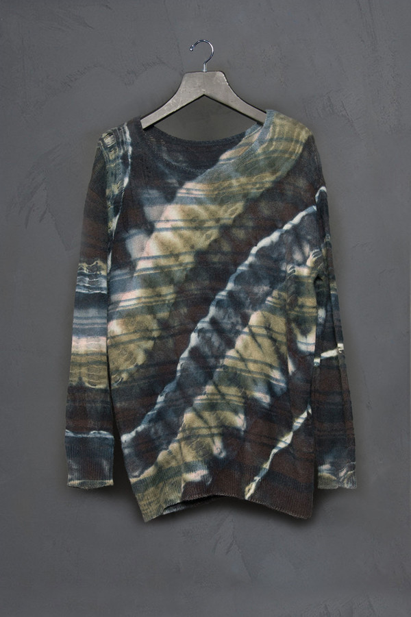 Raquel Allegra Shredded Shoulder Tie Dye Pull Over Raquel Allegra Shredded Shoulder Tie Dye Pull Over