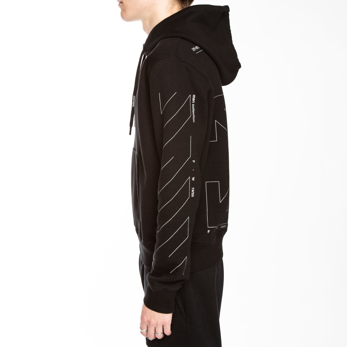 Diagonal Unfinished Slim Hoodie 