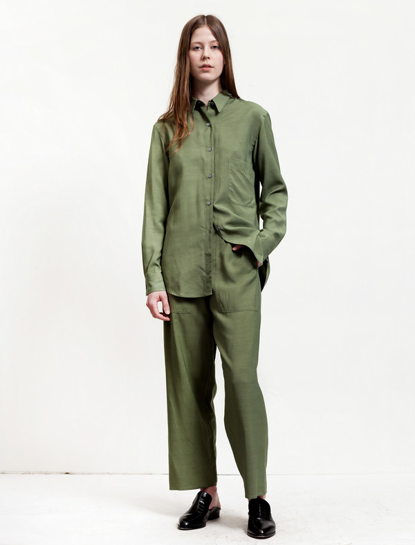 Lemaire Elasticated Pants Cropped Olive Lemaire Elasticated Pants Cropped Olive