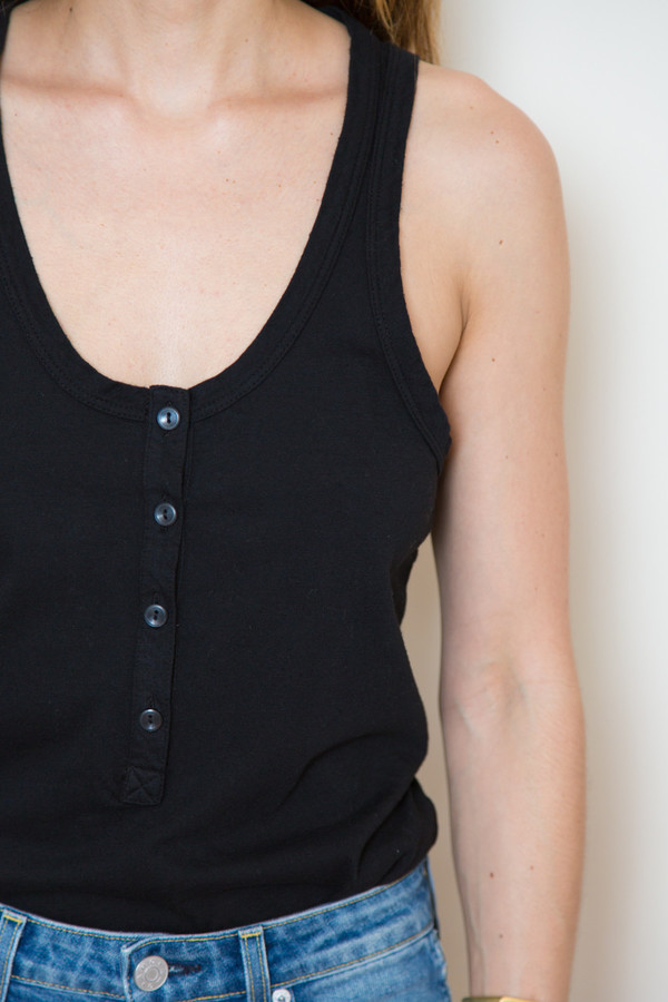 atelier delphine button tank in black atelier delphine button tank in black