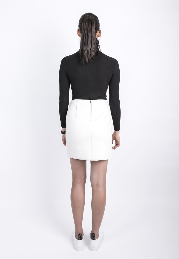 Lookast Cream Faux Leather Skirt Lookast Cream Faux Leather Skirt