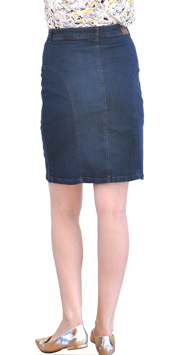 Courtshop "Vicki" Denim Pencil Skirt in Dark Denim Courtshop "Vicki" Denim Pencil Skirt in Dark Denim